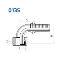 90° Metric Swept Elbow 24° Seat Light Multiscale