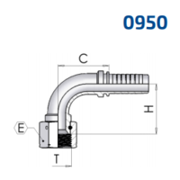 JIC 90° Swept Elbow 74° Cone Thrust Wire Nut