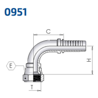 JIC 90° Swept Elbow 74° Cone Rolled Nut