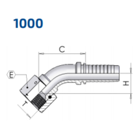 JIC 45° Swept Elbow 74° Cone