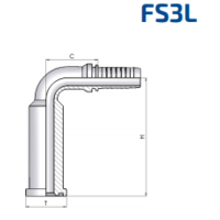 90° SAE Flange 3000 Psi Long Drop